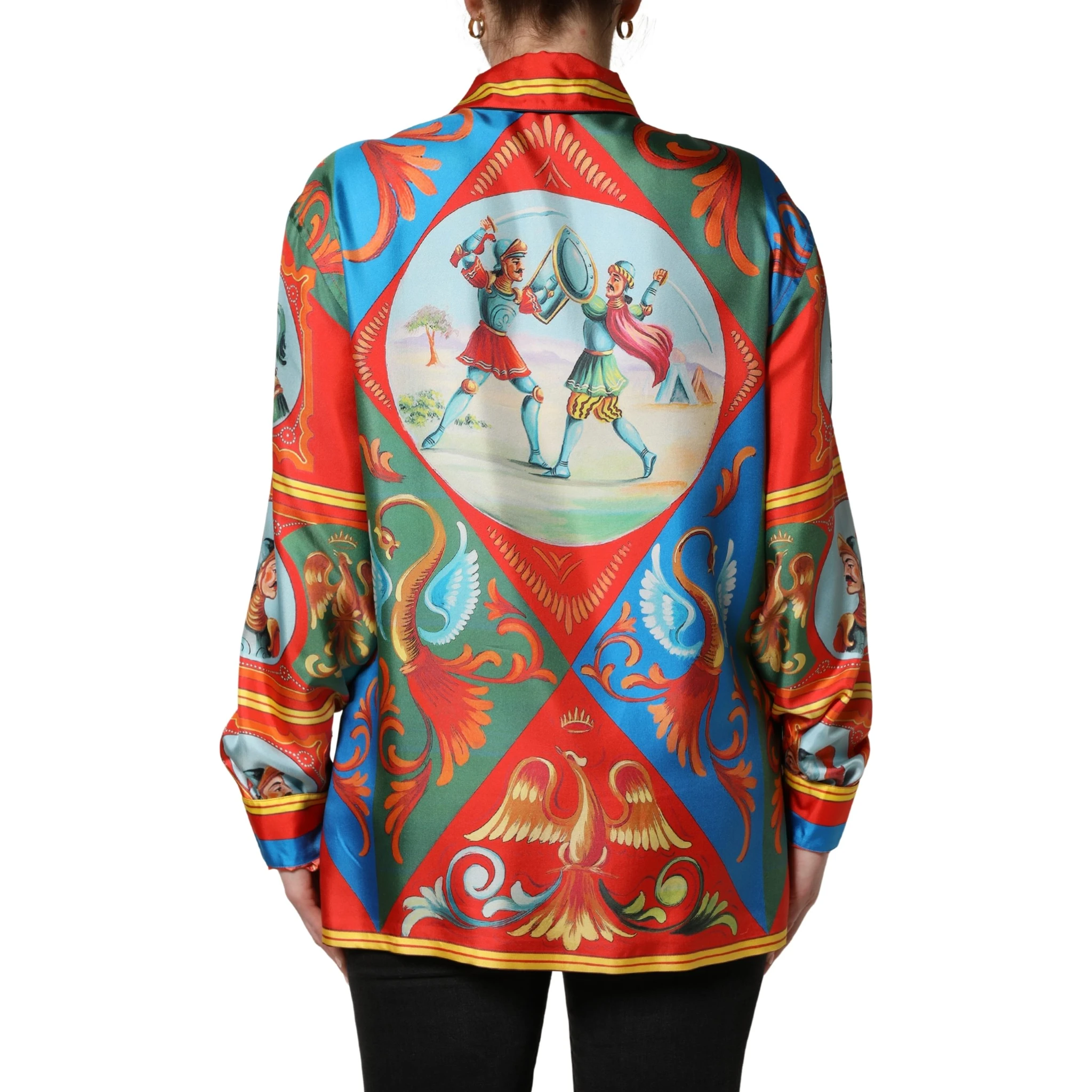 Multicolor Printed Long Sleeve Button Down Shirt Top