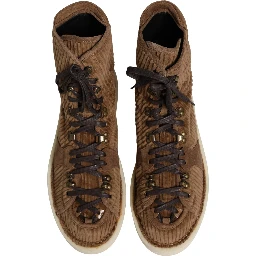 Brown Corduroy High Top Oxford Boots
