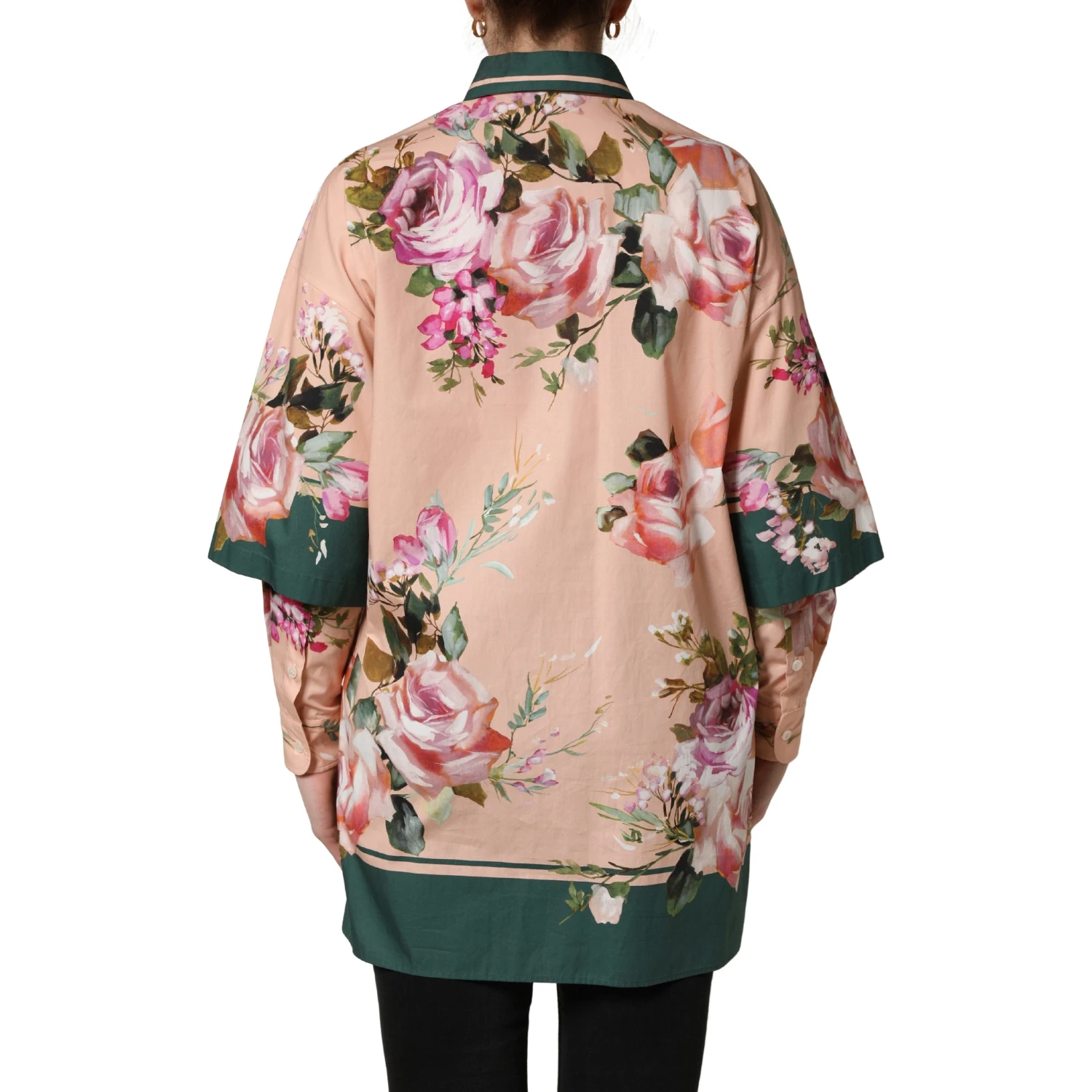 Pink Floral Cotton Button Front Shirt Top