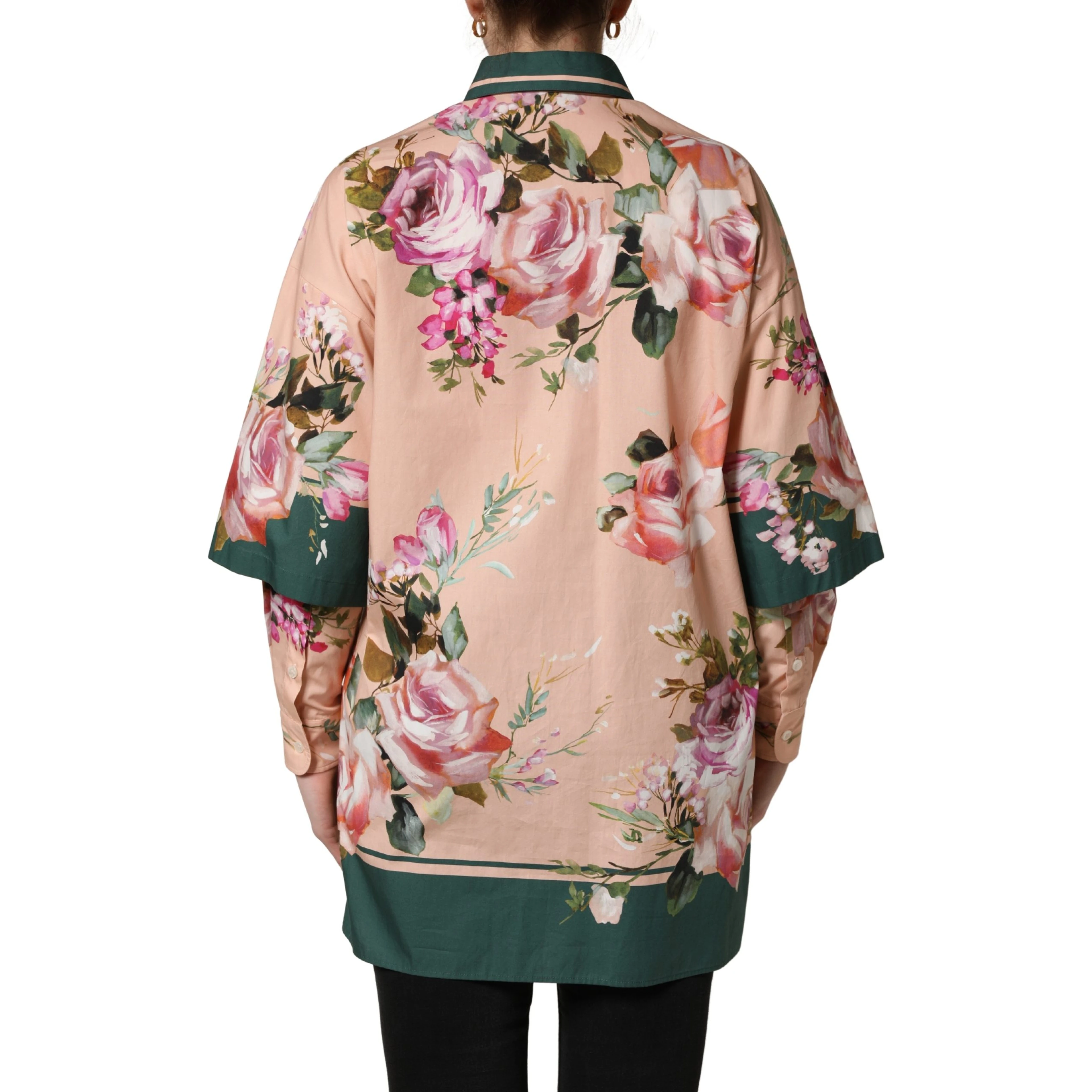 Pink Floral Cotton Button Front Shirt Top
