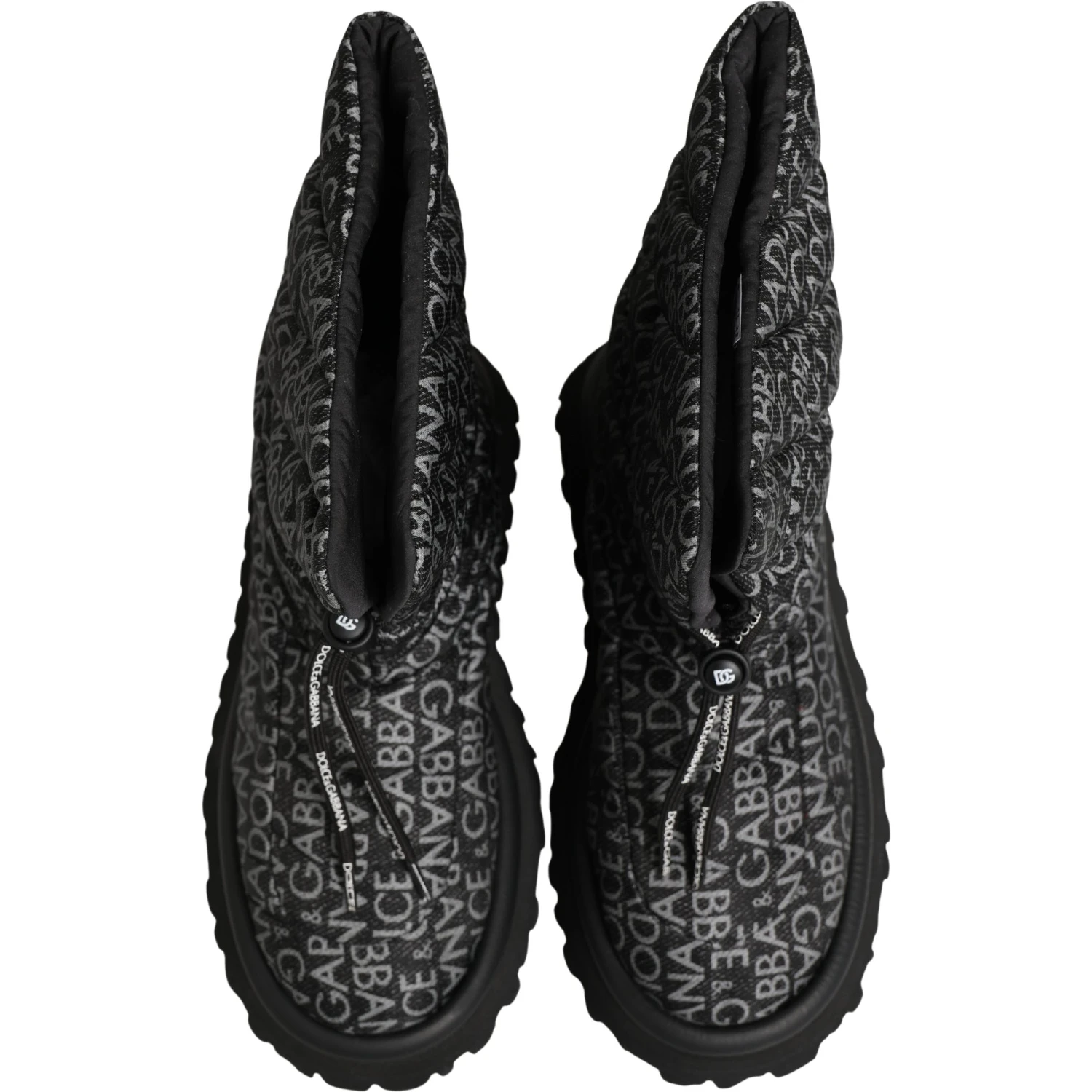 Black Logo Print Lace Up Snow Boots Shoes