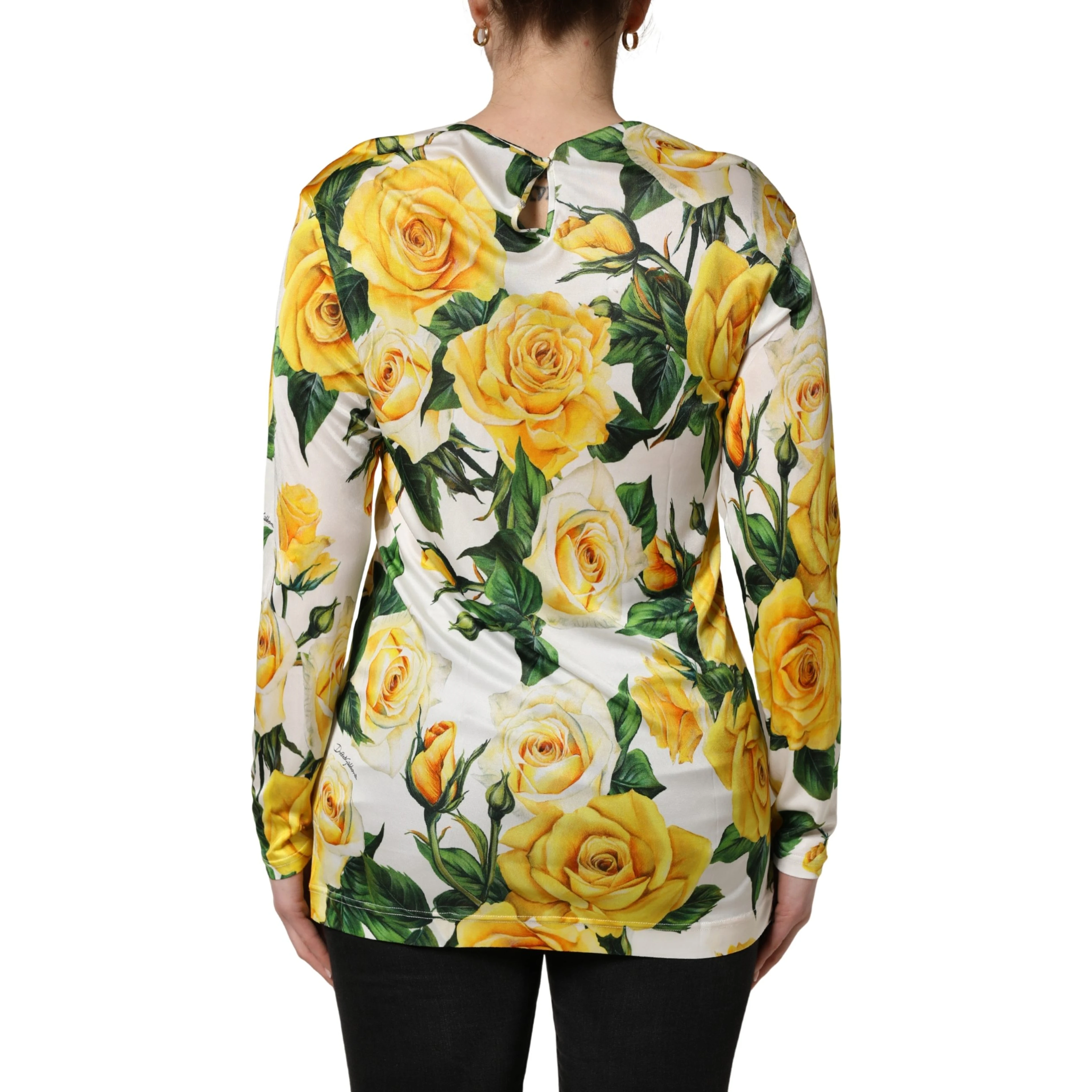 Yellow Rose Floral Long Sleeves Blouse Top
