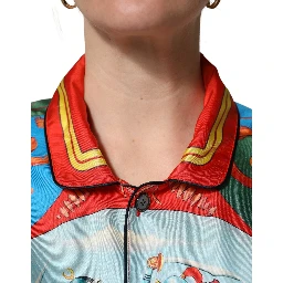 Multicolor Printed Long Sleeve Button Down Shirt Top