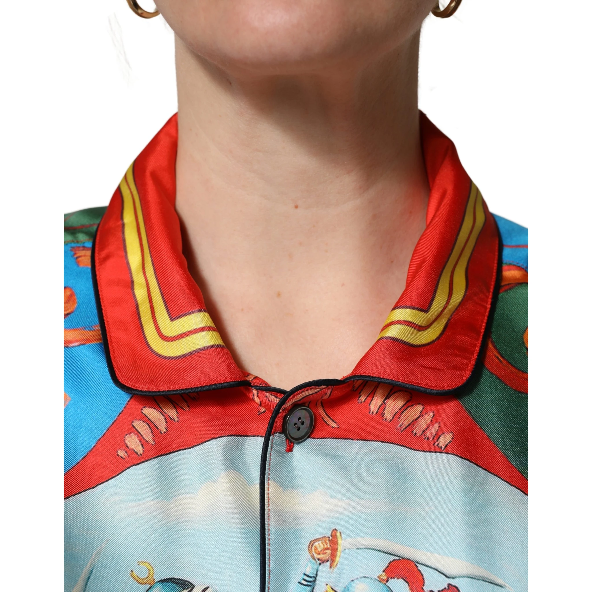 Multicolor Printed Long Sleeve Button Down Shirt Top