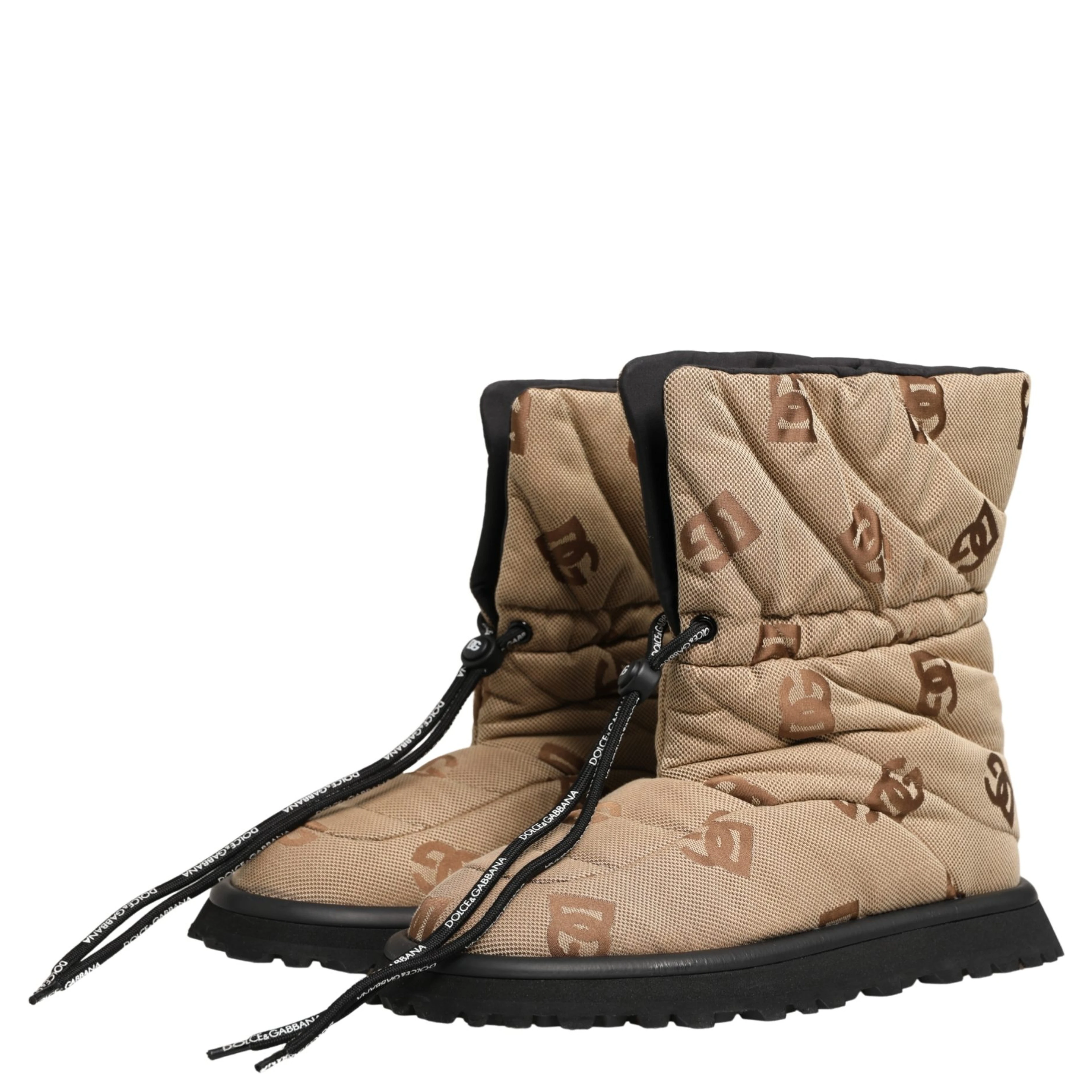 Brown Logo Print Lace Up Snow Boots Shoes