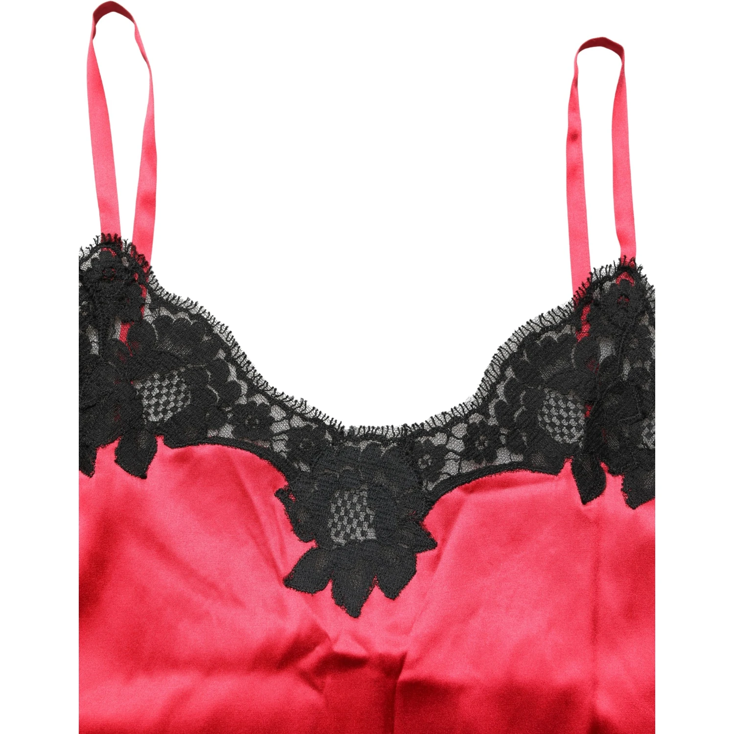 Red Silk Lace Trim Camisole Sleeveless Tank Top