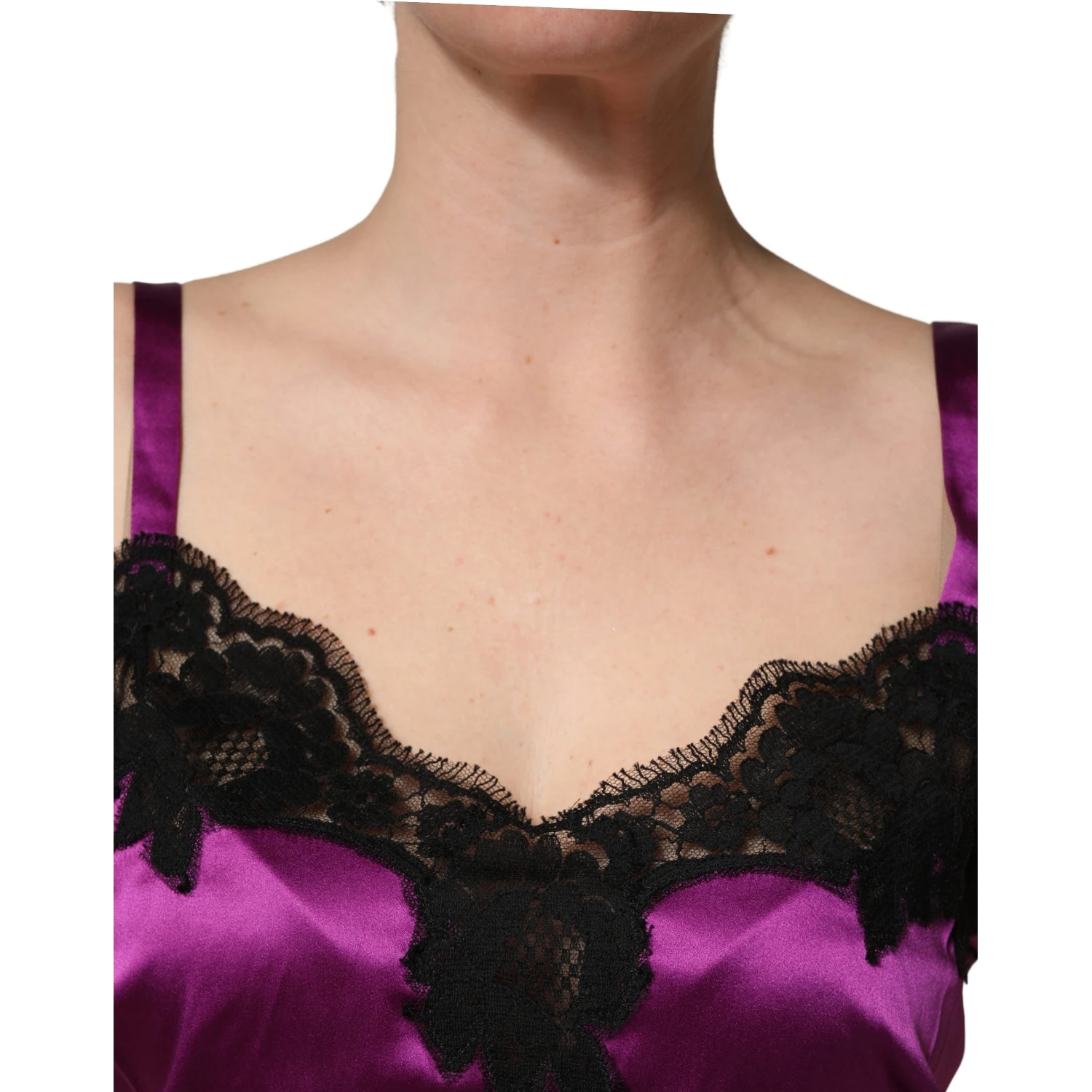Purple Silk Lace Trim Camisole Sleeveless Tank Top