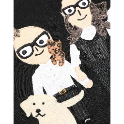 Black #dgfamily Silk Blouse Top