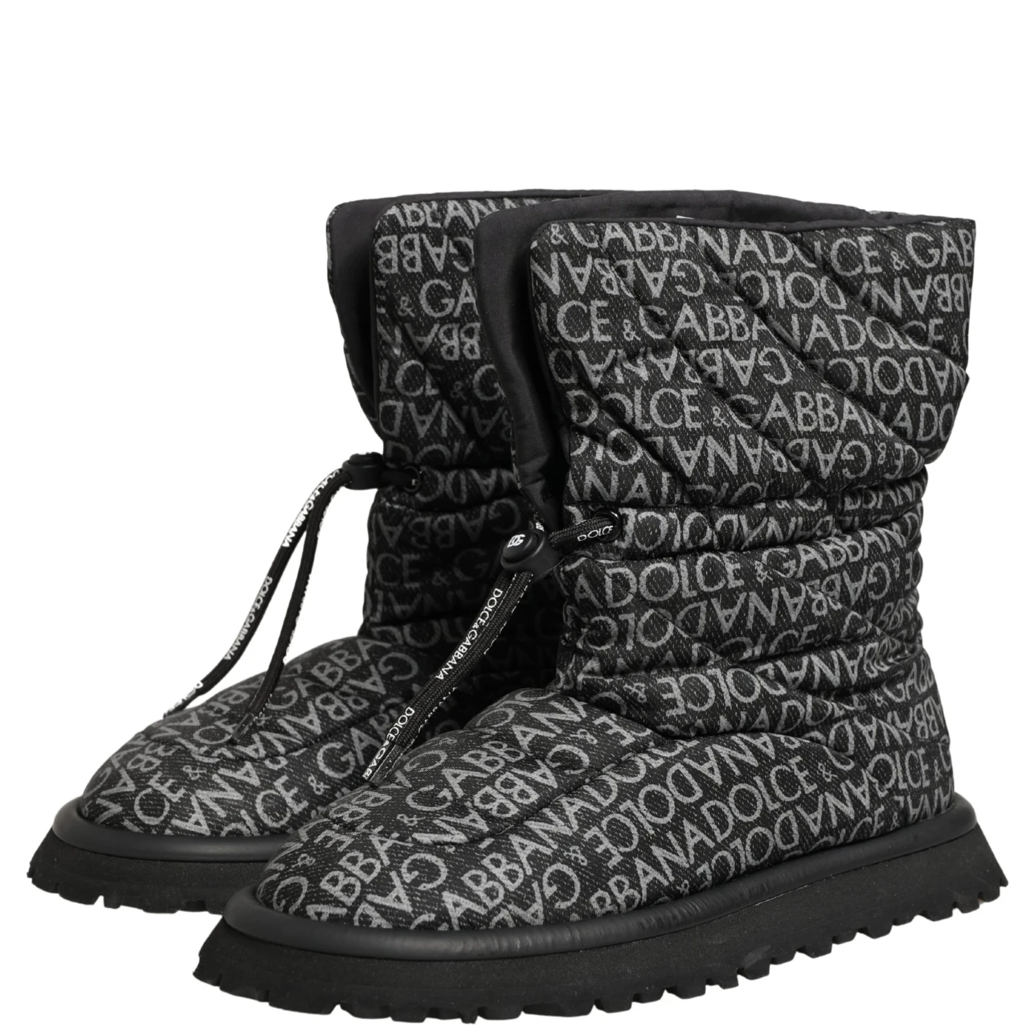 Black Logo Print Lace Up Snow Boots Shoes