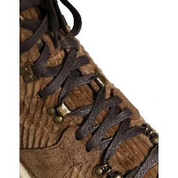 Brown Corduroy High Top Oxford Boots