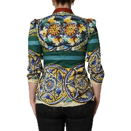 Multicolor Majolica Print Cotton Blouse Top