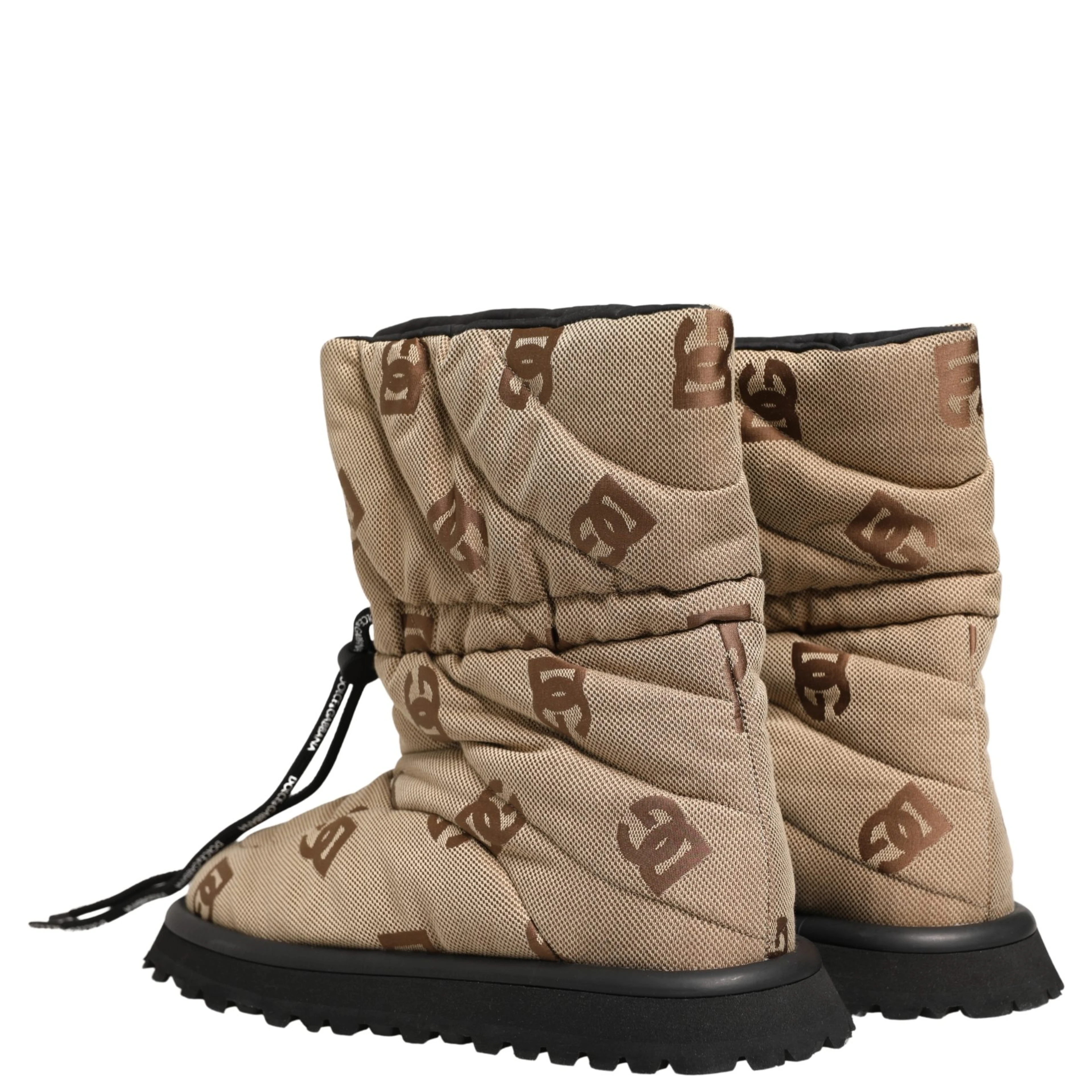Brown Logo Print Lace Up Snow Boots Shoes