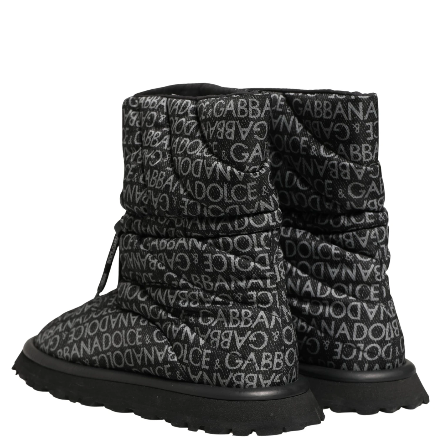 Black Logo Print Lace Up Snow Boots Shoes