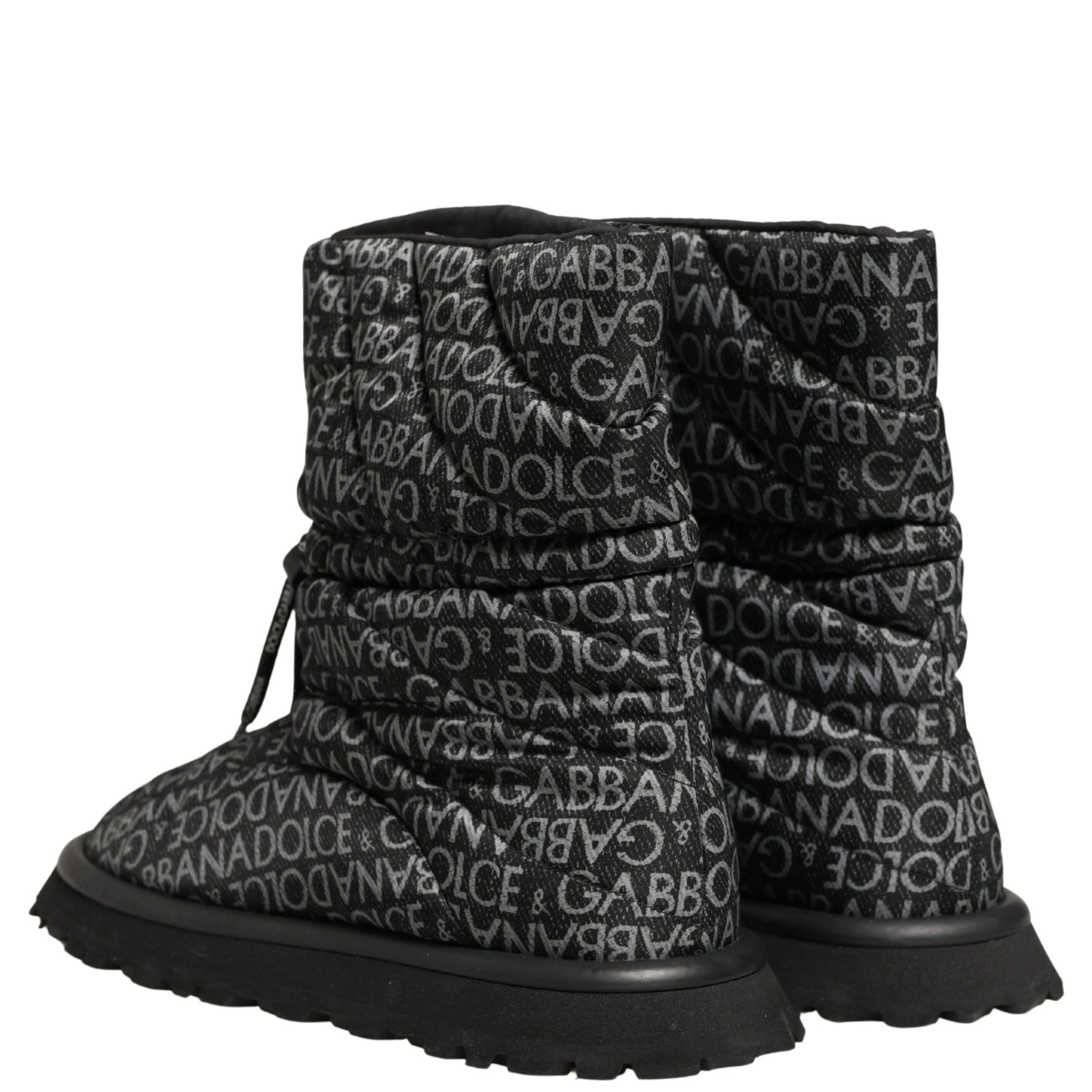 Black Logo Print Lace Up Snow Boots Shoes