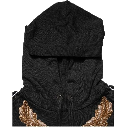 Black Embroidered Tassel Hooded Sweatshirt Sweater