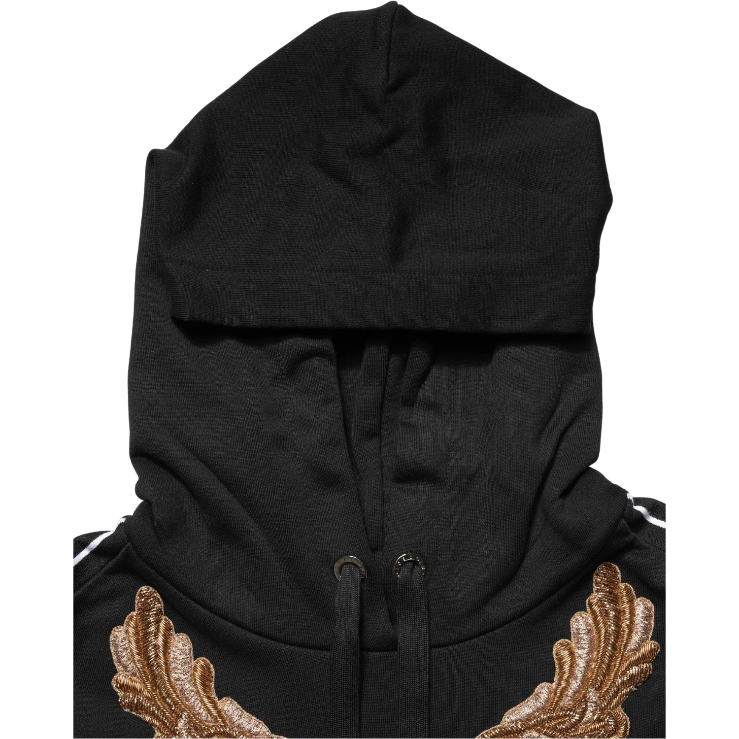 Black Embroidered Tassel Hooded Sweatshirt Sweater