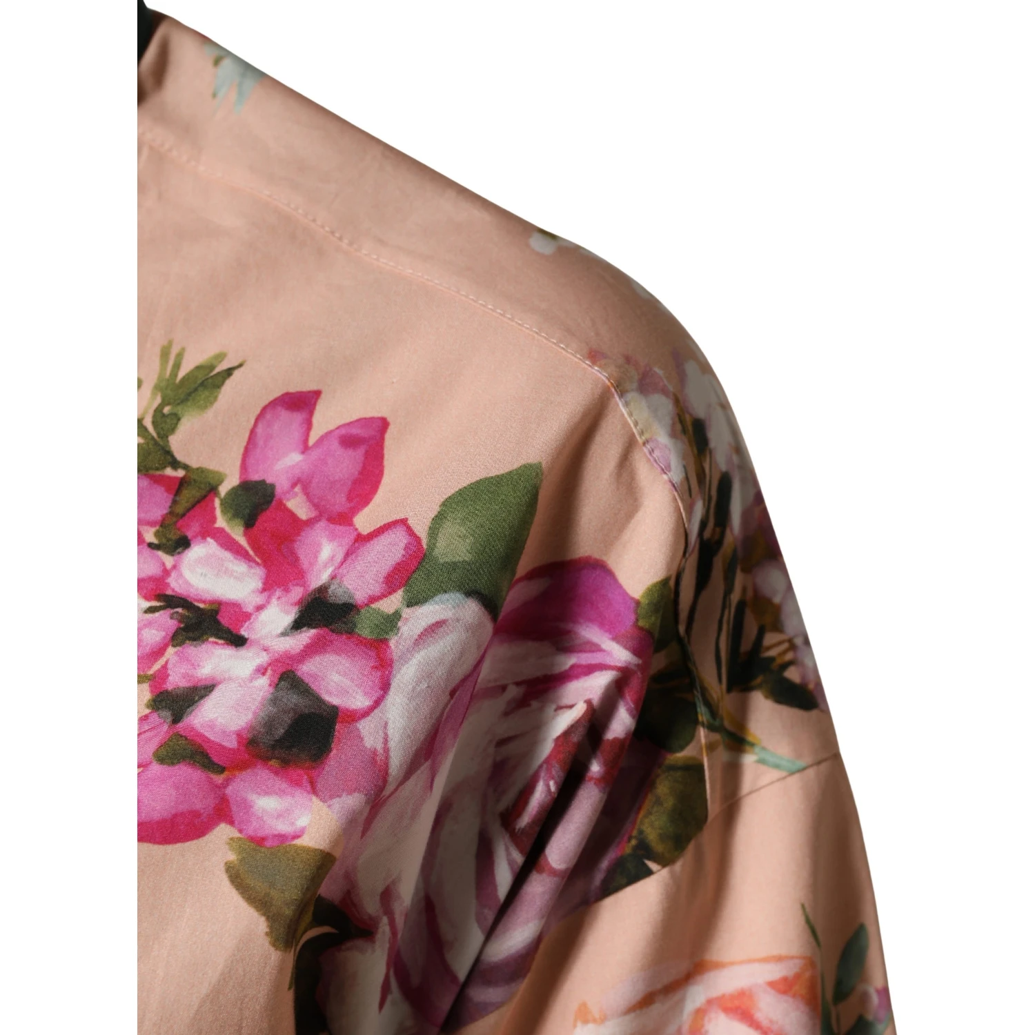Pink Floral Cotton Button Front Shirt Top