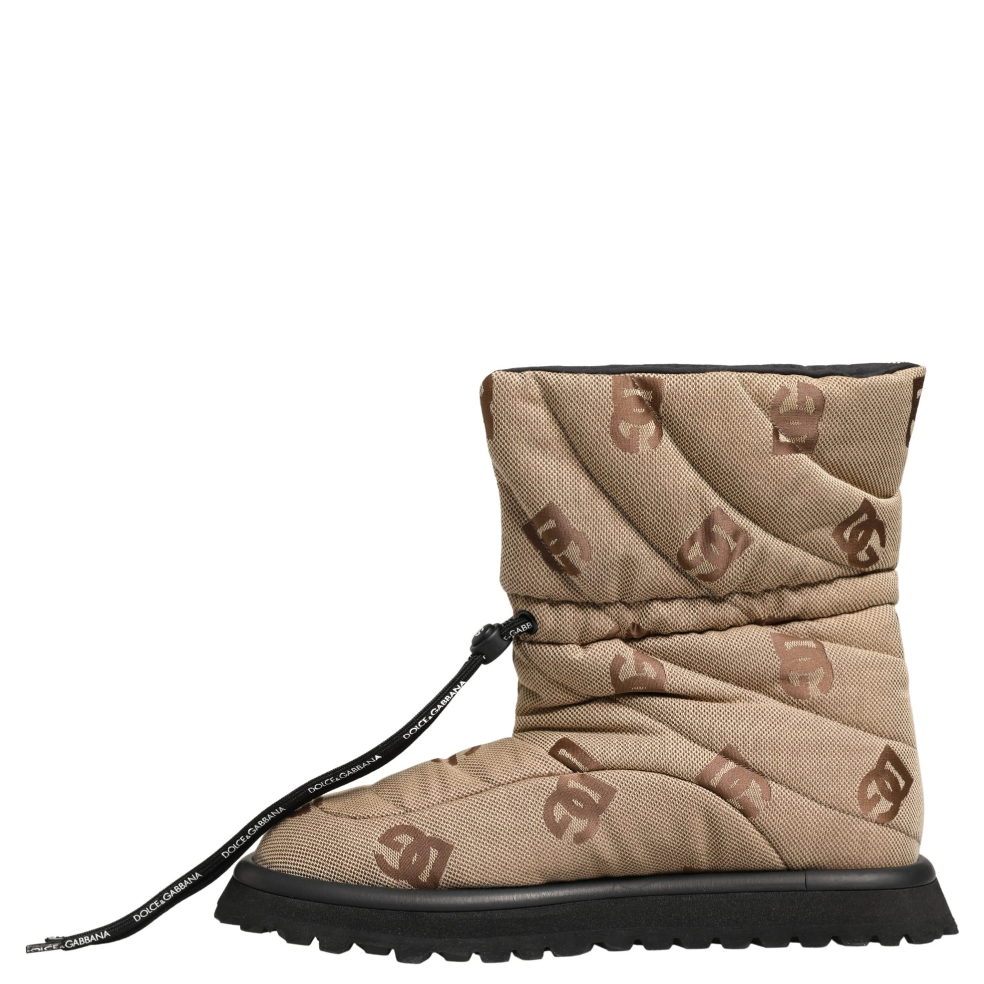 Brown Logo Print Lace Up Snow Boots Shoes