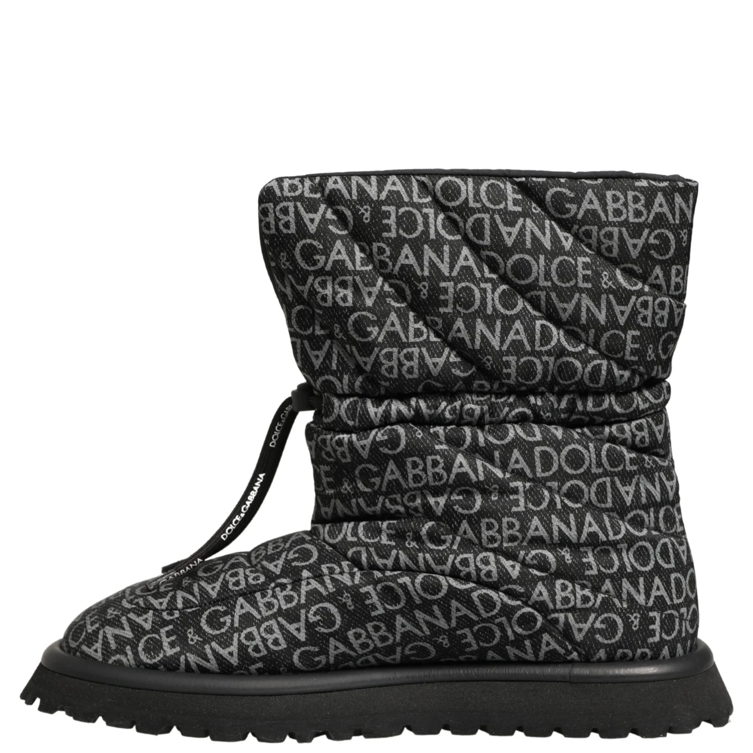 Black Logo Print Lace Up Snow Boots Shoes