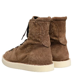 Brown Corduroy High Top Oxford Boots