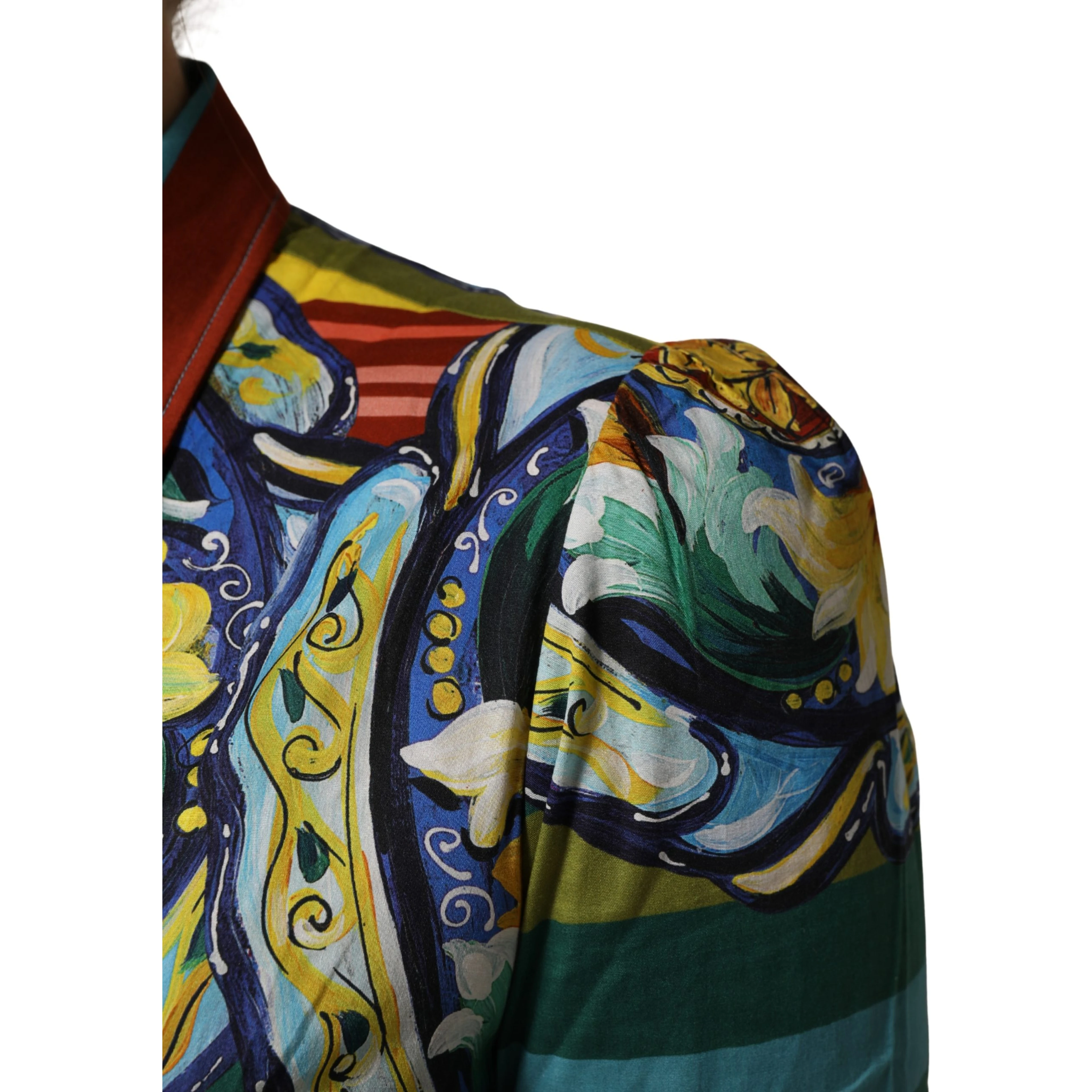 Multicolor Majolica Print Cotton Blouse Top
