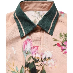 Pink Floral Cotton Button Front Shirt Top