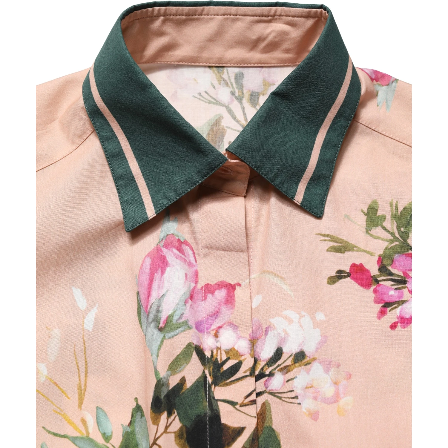 Pink Floral Cotton Button Front Shirt Top