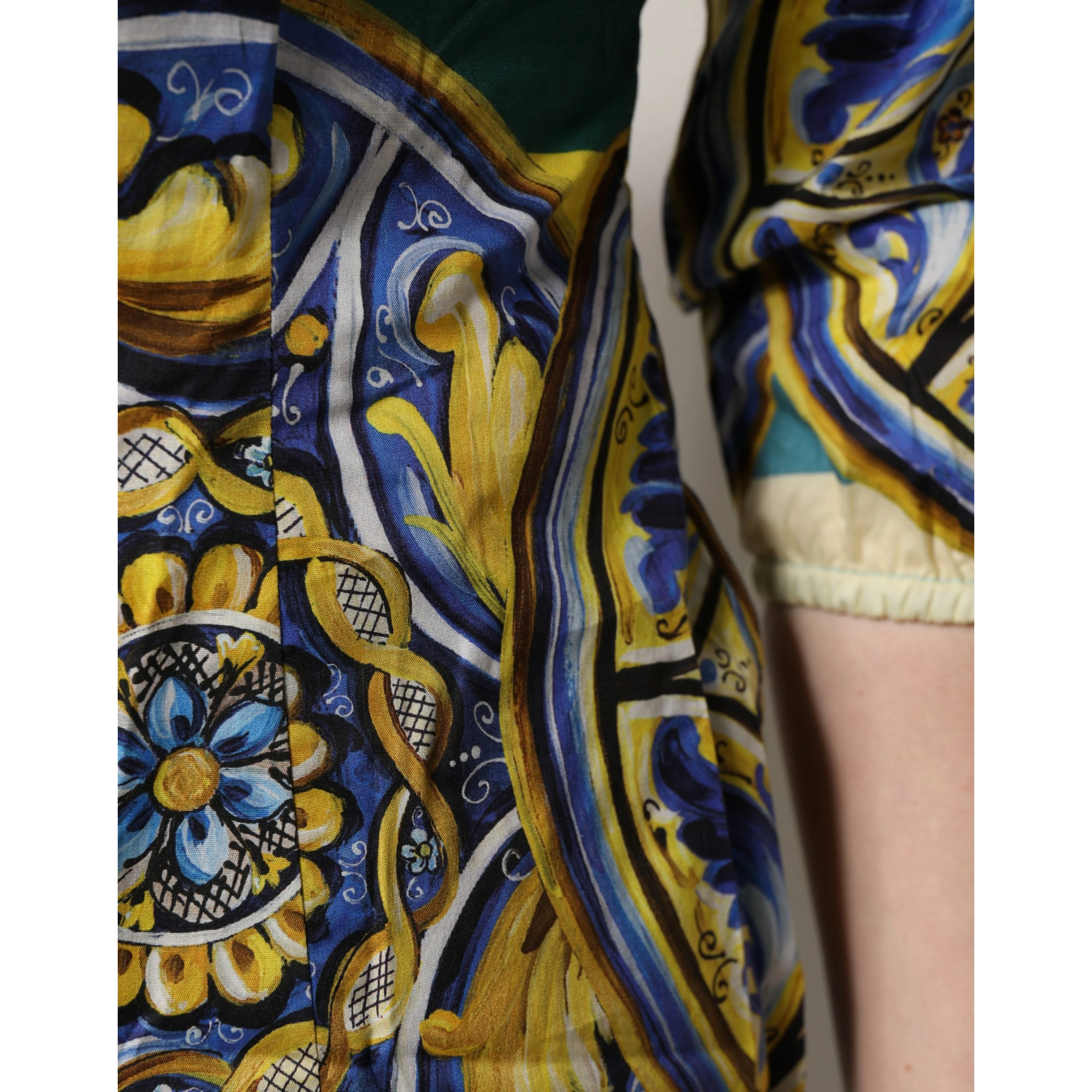 Multicolor Majolica Print Cotton Blouse Top