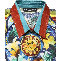 Multicolor Majolica Print Cotton Blouse Top
