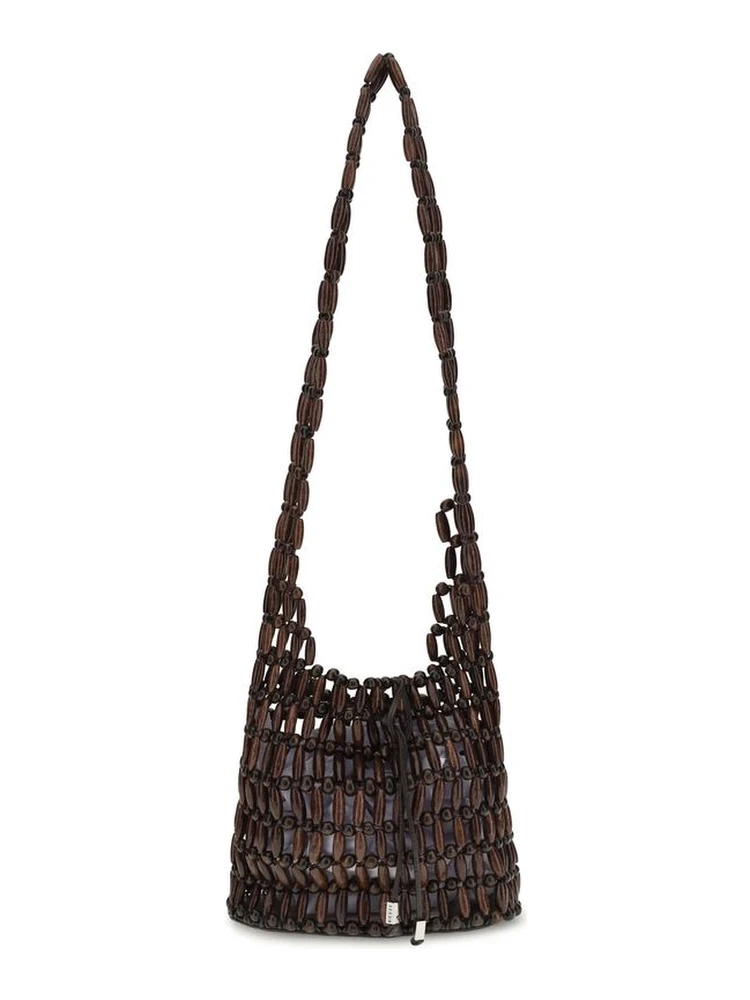 Brown Wood Shoulder Bag
