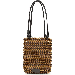Brown Wood Shoulder Bag