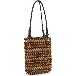 Brown Wood Shoulder Bag