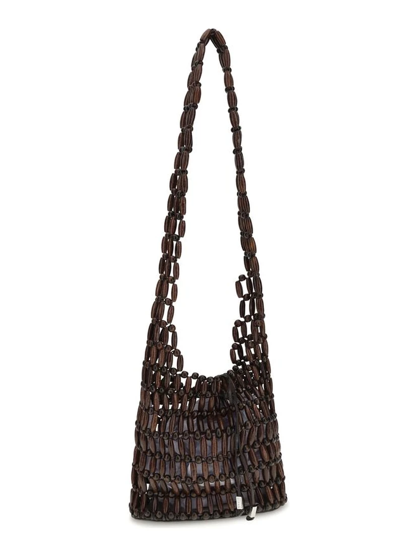 Brown Wood Shoulder Bag