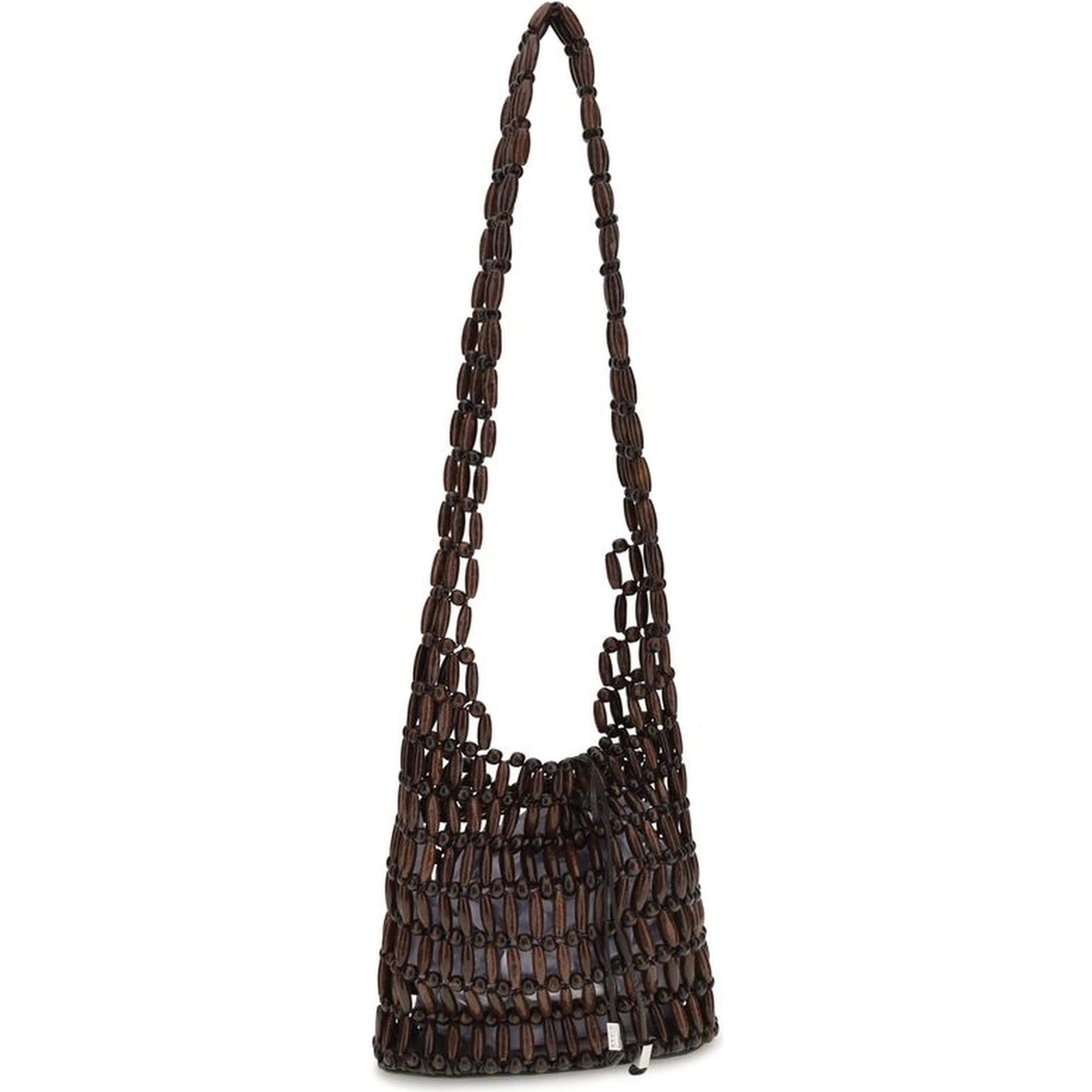 Brown Wood Shoulder Bag