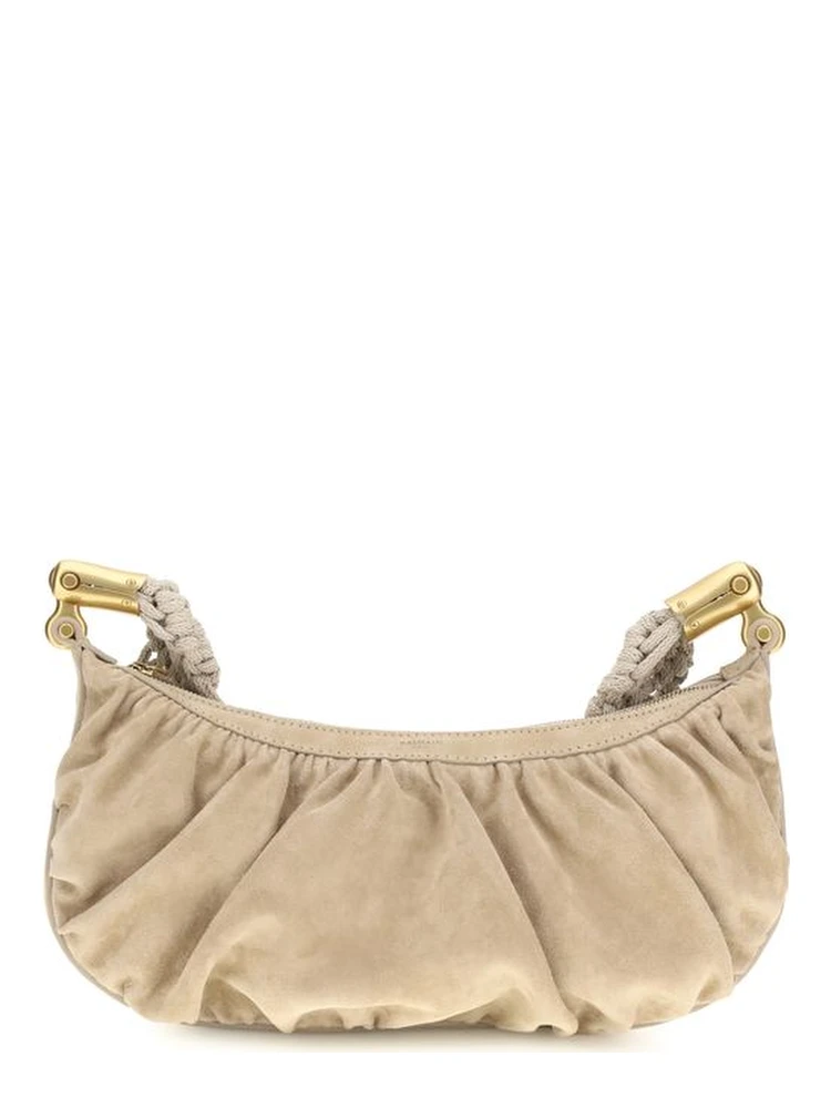 Beige Fabric Handbag