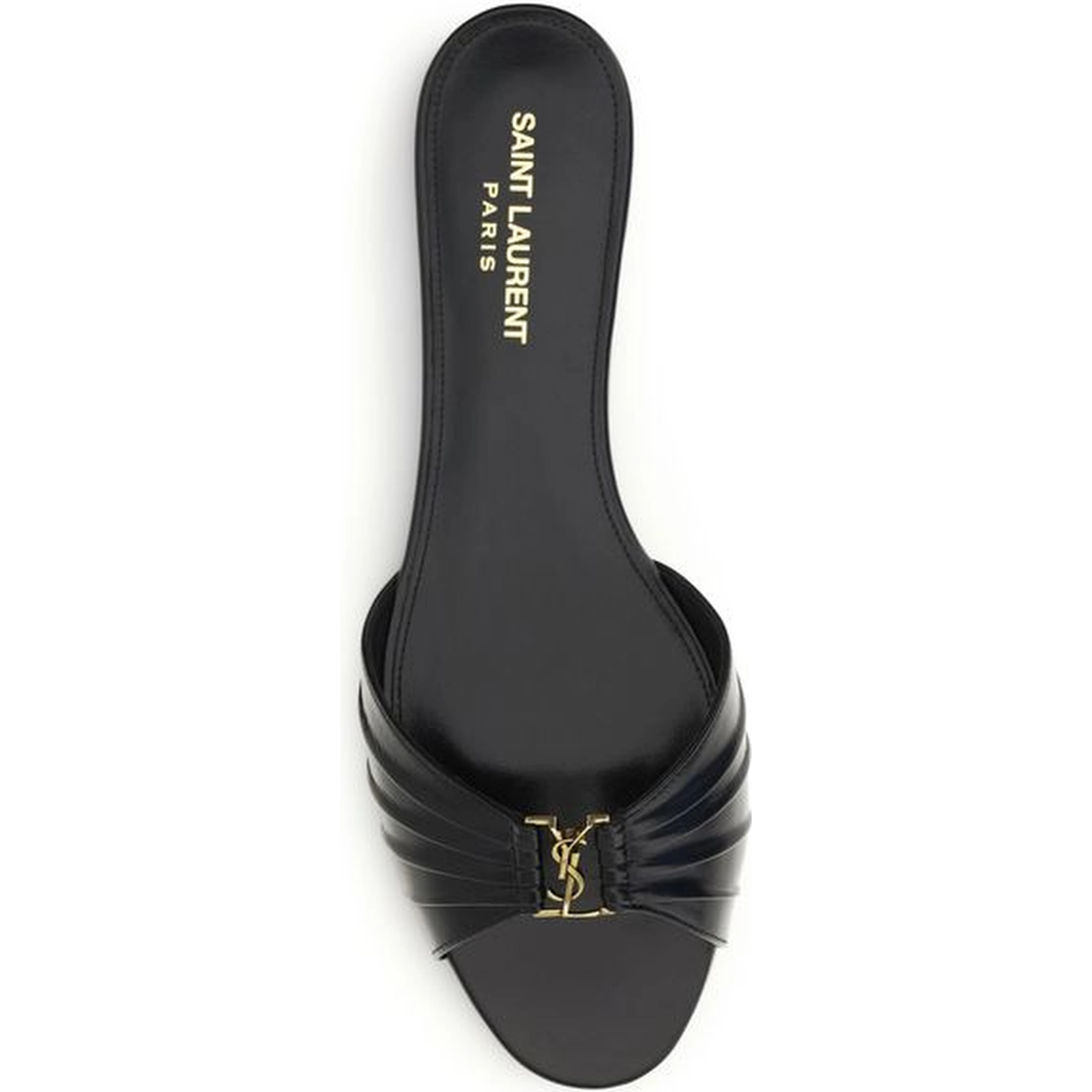 Black Calf Leather Bos Taurus Flat Sandals