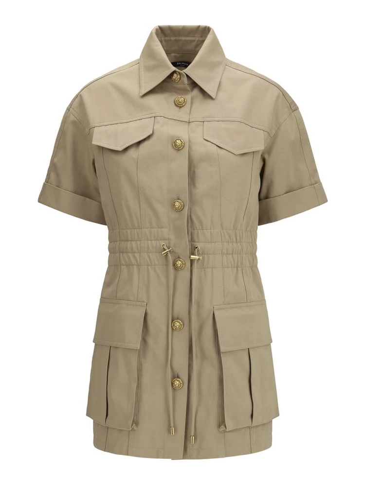Beige Cotton Casual Dress