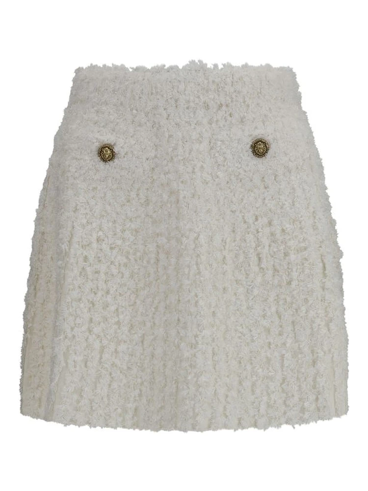 White Viscose Mini Skirt