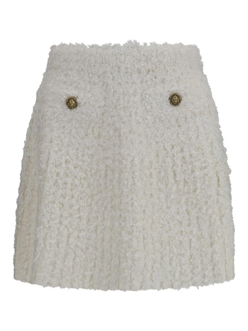 White Viscose Mini Skirt