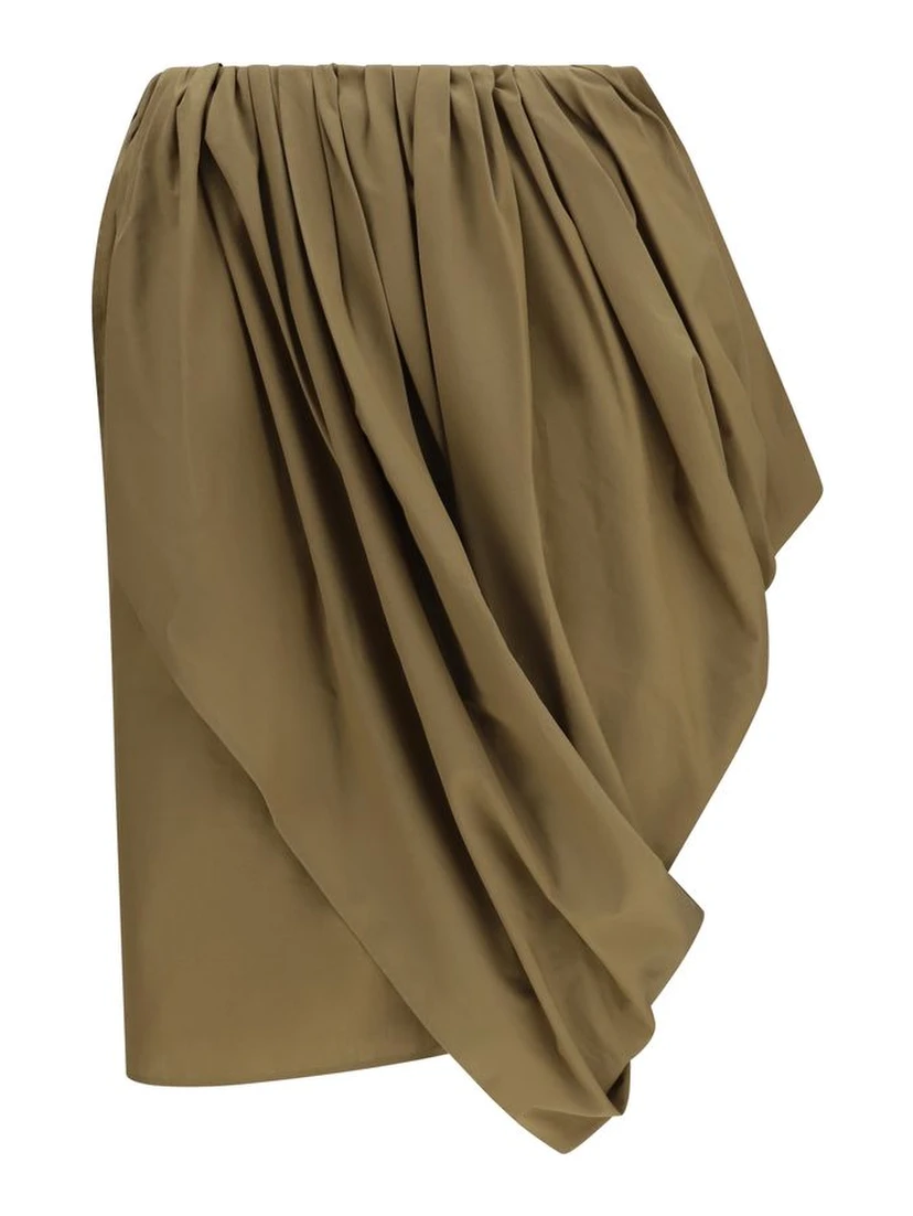 Bicolor Cotton Midi Skirt