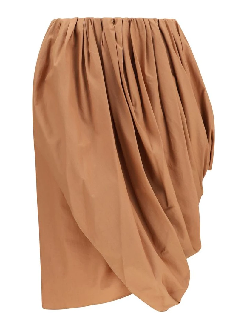Beige Cotton Midi Skirt