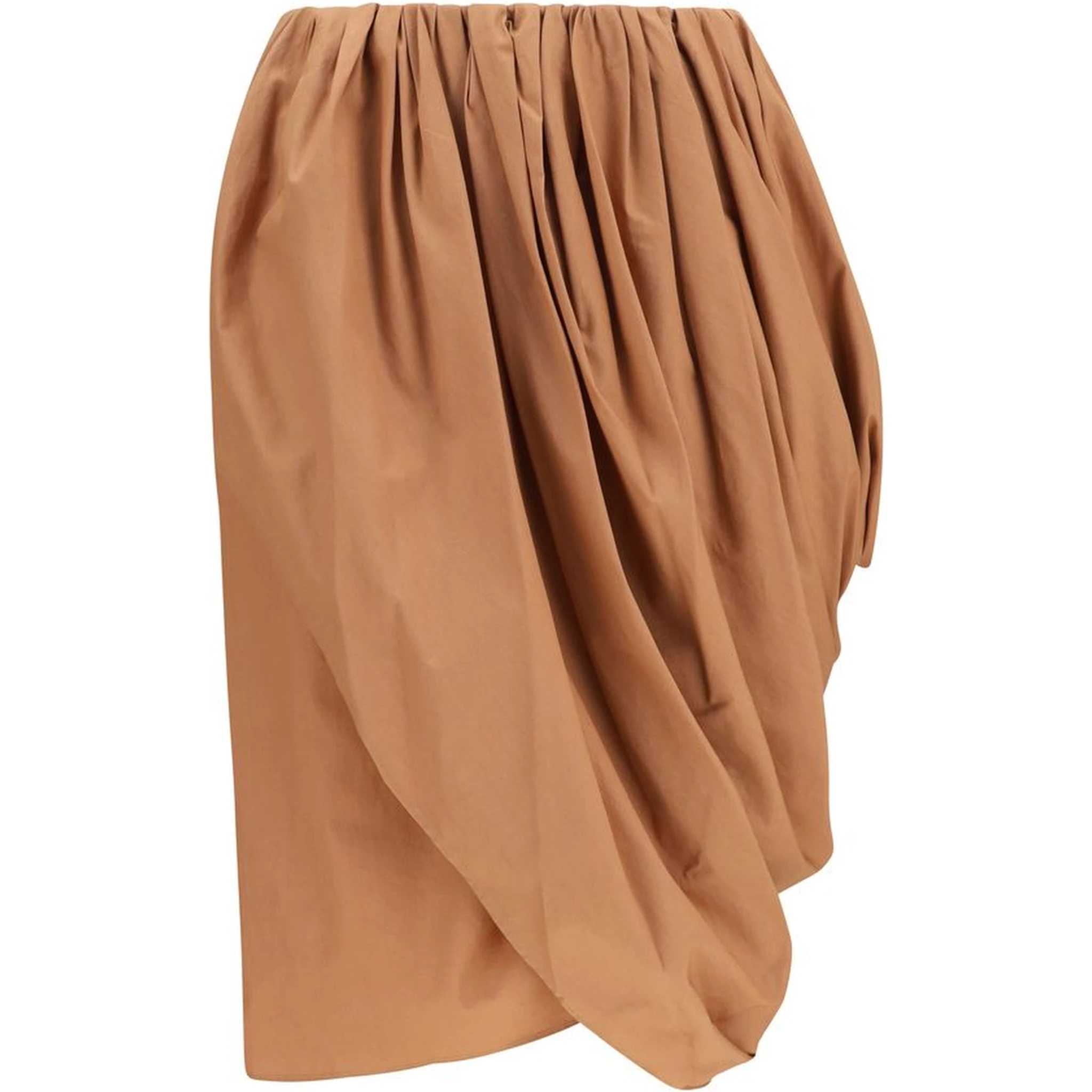 Beige Cotton Midi Skirt