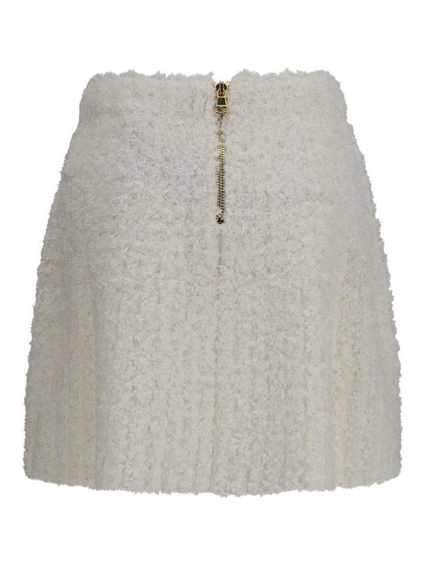 White Viscose Mini Skirt