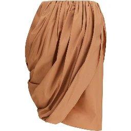 Beige Cotton Midi Skirt