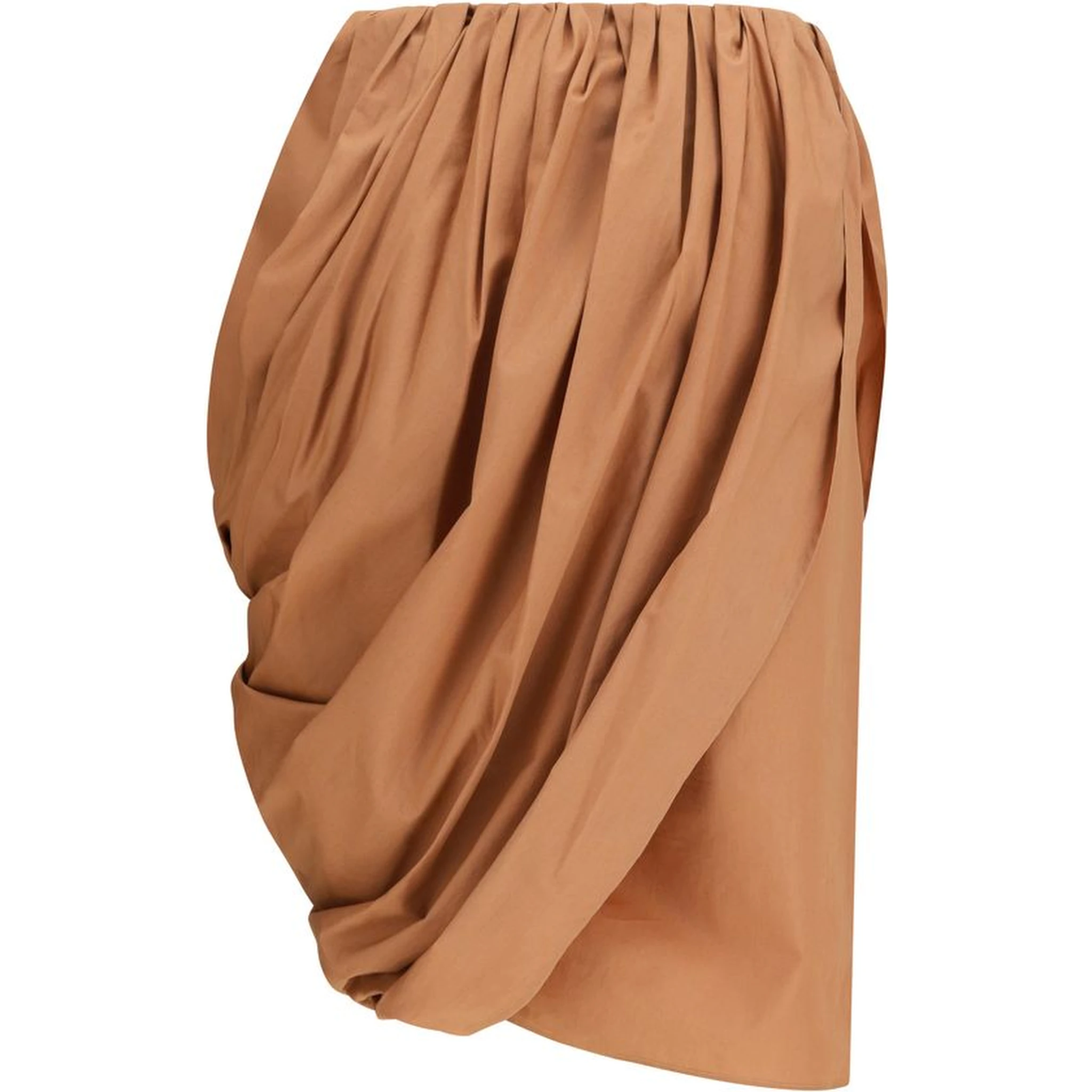 Beige Cotton Midi Skirt