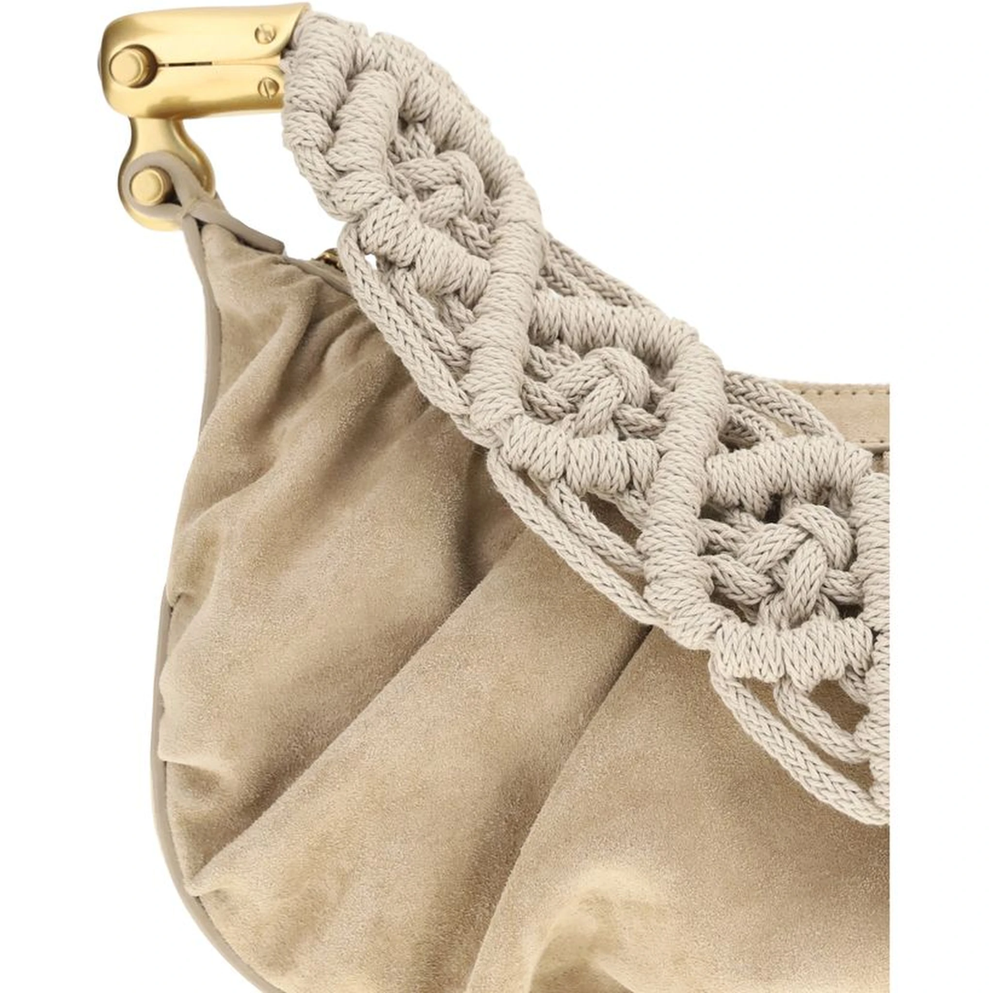 Beige Fabric Handbag