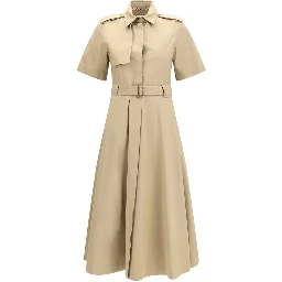 Beige Cotton Casual Dress