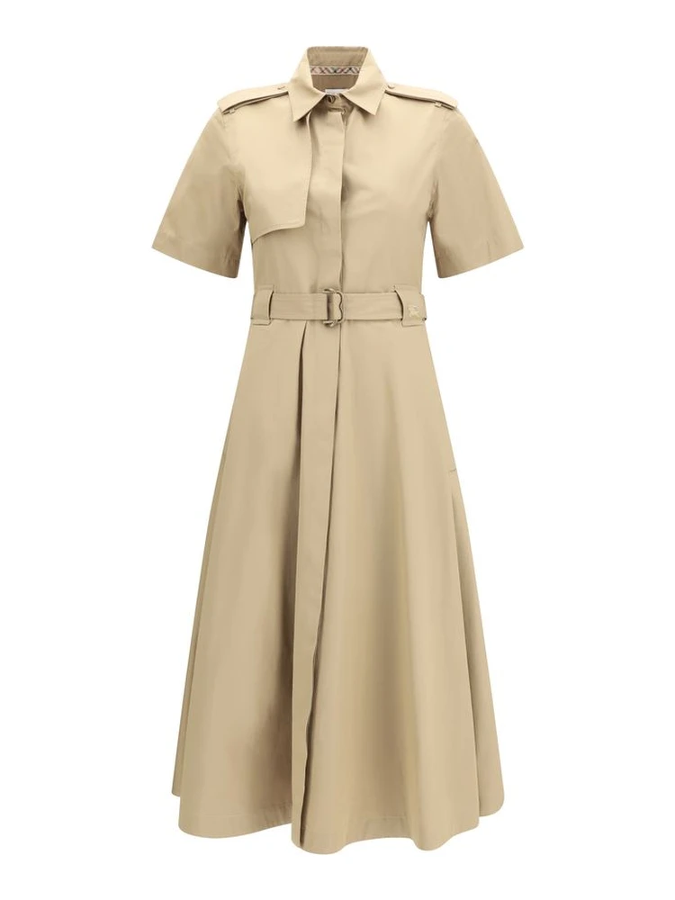 Beige Cotton Casual Dress