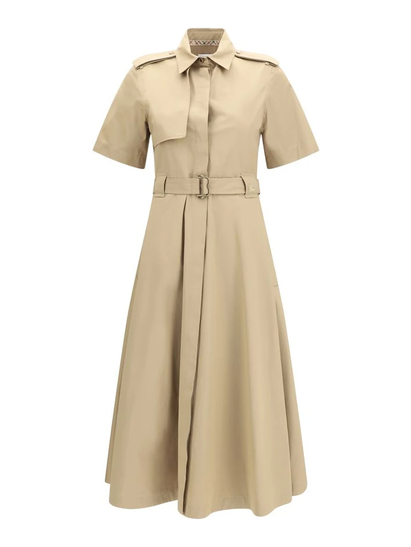 Beige Cotton Casual Dress