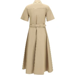 Beige Cotton Casual Dress